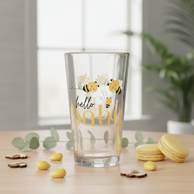 Hello Baby Bee Shower Drinking Glass (Hello Baby Bee Shower Drinking Glass)