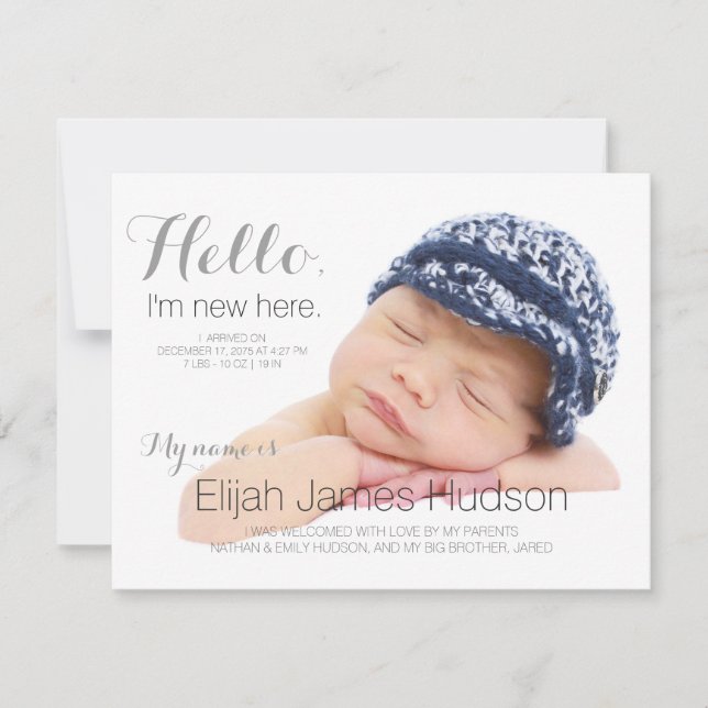 Hello Baby Birth Announcement (Front)