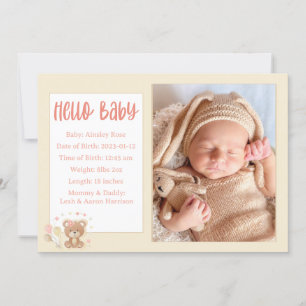 Hello Baby Birth Announcement Card