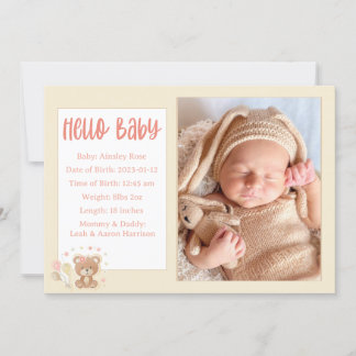 Hello Baby Birth Announcement Card