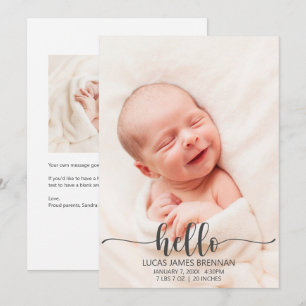 Hello Baby Birth Announcement Photo Card