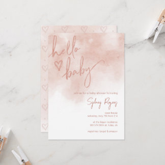 Hello Baby Blush Pink Baby Girl Shower Invitation