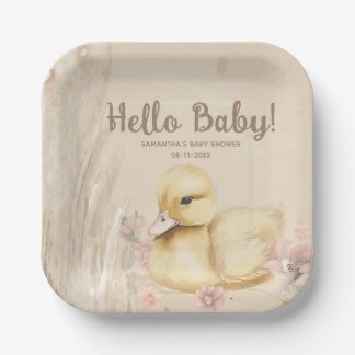 Hello Baby! boho baby shower Paper Plate
