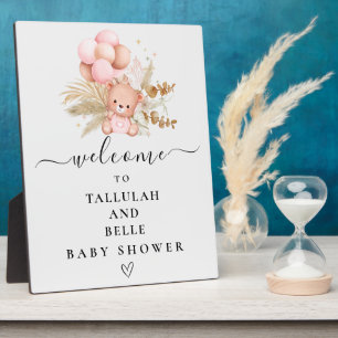 Hello Baby Boho Bear Shower Plaque