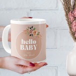 Hello Baby, Boho Modern Baby Shower Large Coffee Mug<br><div class="desc">Bring a touch of boho chic to your gift-giving for a baby shower, baby brunch or high tea. it's easy to customise the text to suit your event! Headline: "Hello, Baby" and room for the parent's name and event. Featuring dusty pink and beige tones and drawing inspiration from minimalist design....</div>