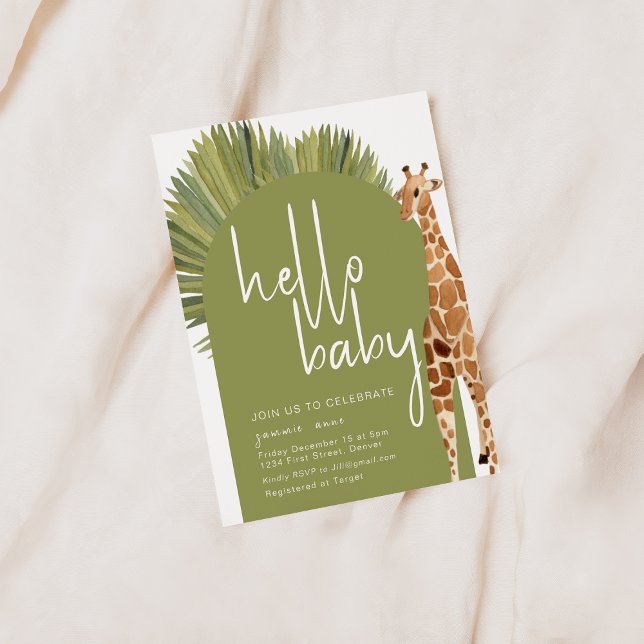 Hello Baby Boho Soft Jungle Baby Shower Invite (Creator Uploaded)