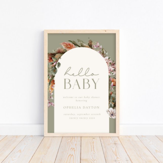 HELLO BABY | Botanical Boho Sage Welcome Poster (Available for print & instant digital download!)