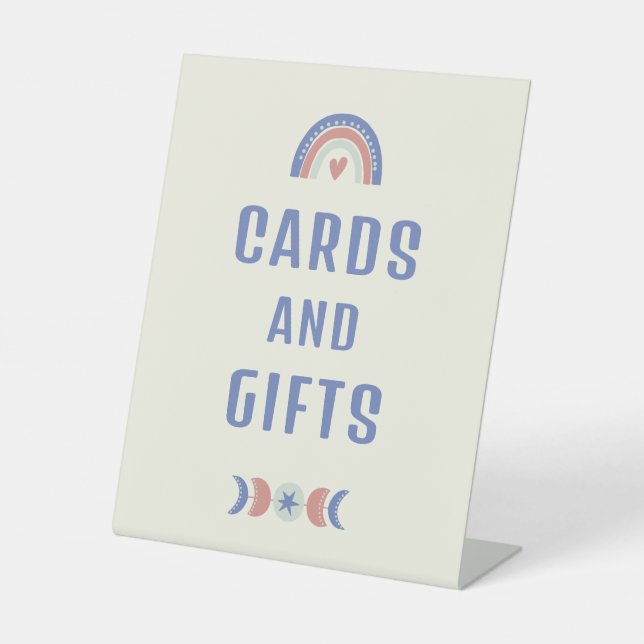 Hello Baby Cute Boho Card Gift Baby Shower  Pedestal Sign (Front)