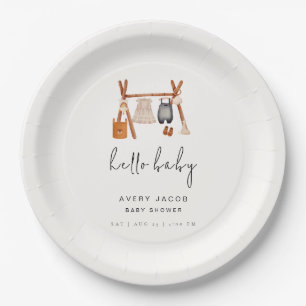 Hello Baby Cute Boho Clothes Baby Shower Paper Plate