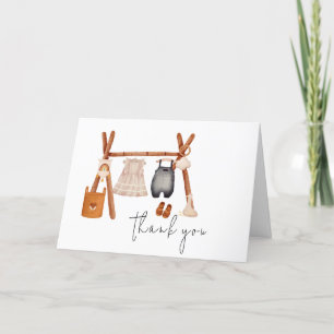 Hello Baby Cute Boho Clothes Baby Shower Thank You Card
