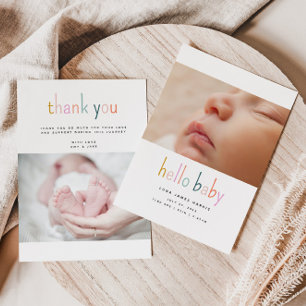 Hello Baby Cute Colorful New Baby Announcement