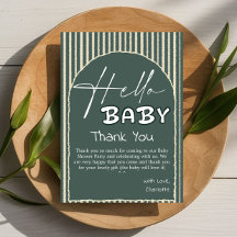 Hello Baby Dark Green Stripes Baby Shower