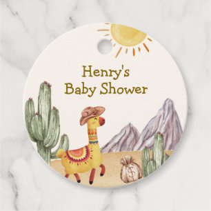 Hello Baby Desert Cactus Llama Cowboy Baby Shower Favour Tags