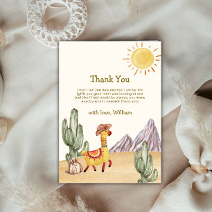 Hello Baby Desert Cactus Llama Cowboy Baby Shower Thank You Card