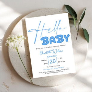 Hello Baby Elegant Baby Shower Invitation