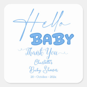 Hello Baby Elegant Baby Shower Square Sticker