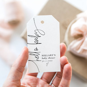 Hello Baby Elegant Calligraphy Baby Shower Gift Tags