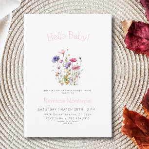 Hello Baby Elegant Wildflower Floral Baby Shower Invitation