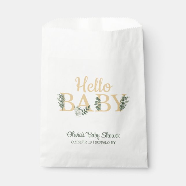 Hello Baby Eucalyptus  Favour Bags (Front)