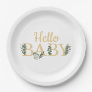 Hello Baby Eucalyptus Plates