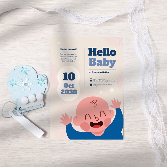 Hello Baby Face Shower Invitation (Creator Uploaded)