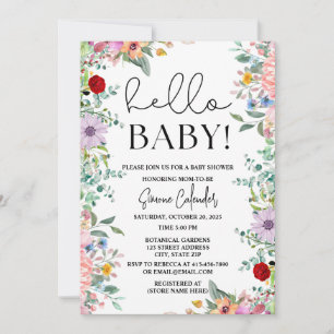 Hello Baby Floral Baby Shower Invitation