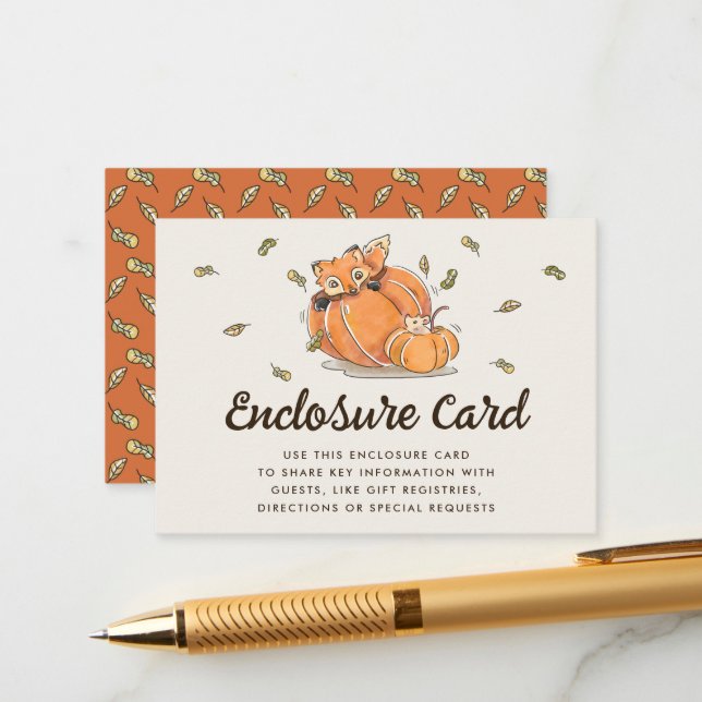 Hello Baby Fox Autumn Baby Shower Display Shower Enclosure Card (Front/Back In Situ)