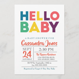 Hello Baby - Gender Neutral Baby Shower Invitation