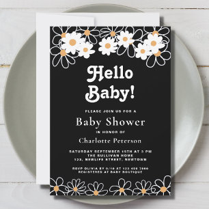 Hello Baby Gender-Neutral Daisy Baby Shower Invitation