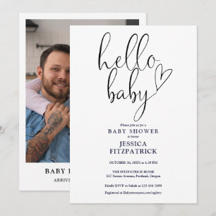 Hello Baby Gender Neutral Photo Baby Shower Invitation