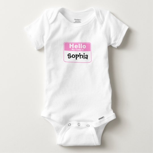 Hello Baby Girl Name Badge Baby Onesie