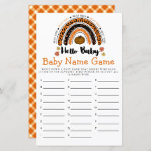 Hello Baby Girl Pumpkin Baby Shower Name Game