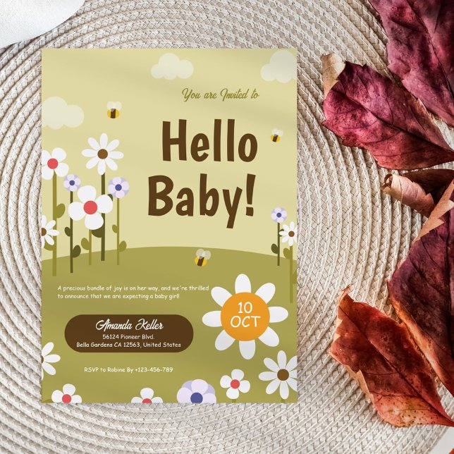 Hello Baby Girl Shower Invitation (Creator Uploaded)