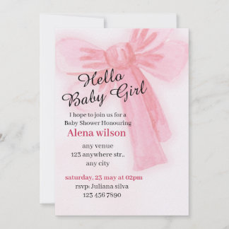 Hello baby girl |Watercolor Baby Shower Invitation