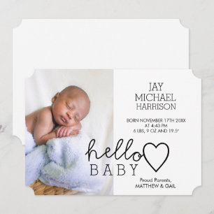 Hello Baby Heart Birth Announcement
