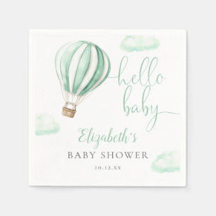 Hello Baby Hot Air Balloon Neutral Baby Shower Napkin
