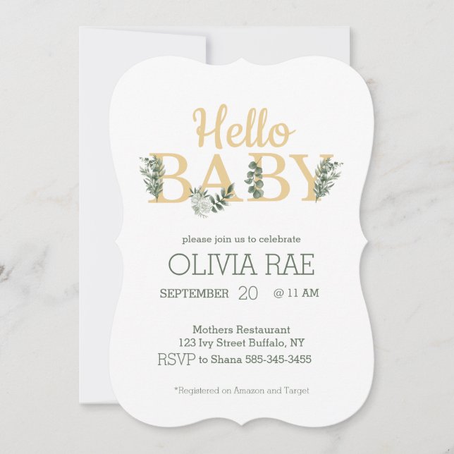 Hello Baby Invite (Front)