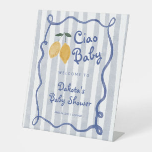 Hello Baby Lemon Boys Baby Shower Welcome Pedestal Sign