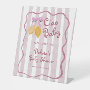 Hello Baby Lemon Girl Baby Shower Welcome Pedestal Sign