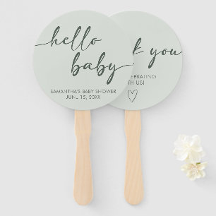 Hello Baby Minimalist Baby Shower Hand Fan