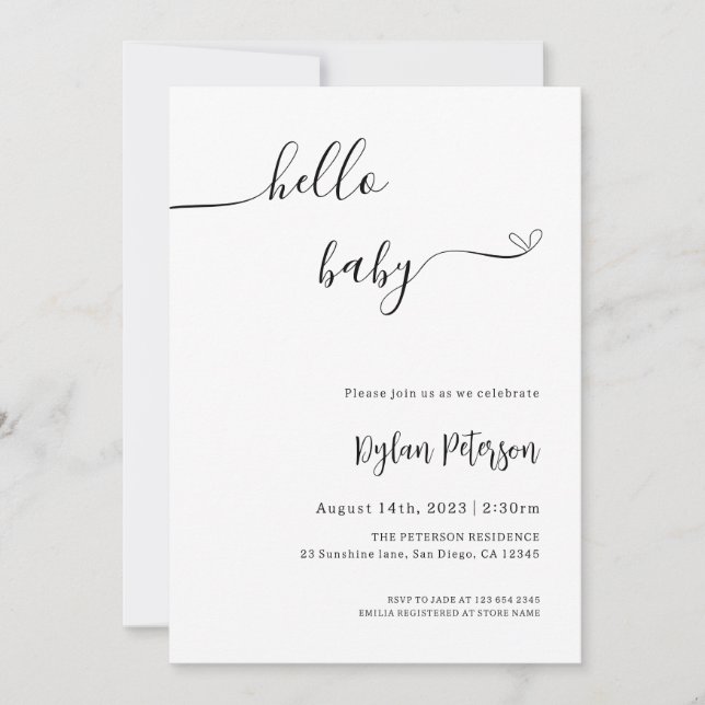 Hello Baby | Minimalist Baby Shower Invitation (Front)