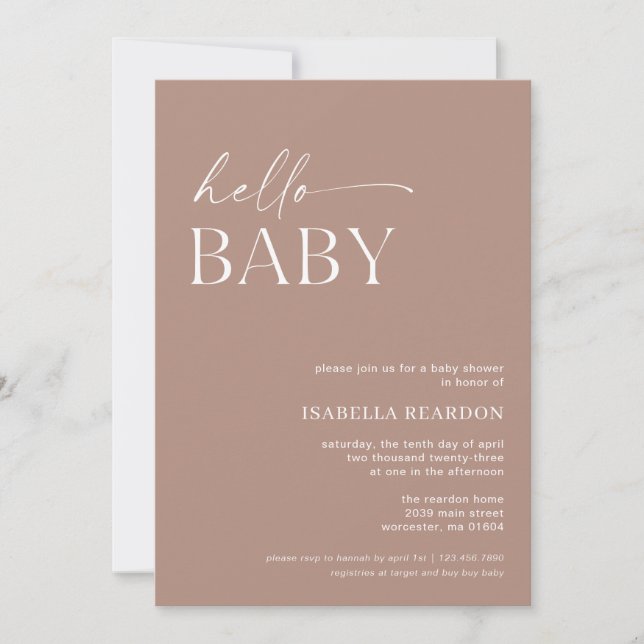 Hello Baby Minimalist Baby Shower Invitation (Front)