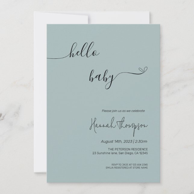 Hello Baby, Minimalist Baby Shower Invitation (Front)
