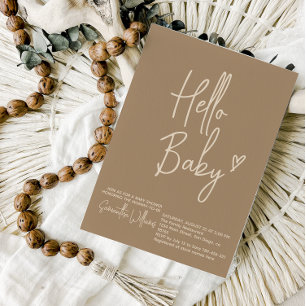 Hello Baby Minimalist Gender Neutral Baby Shower Invitation