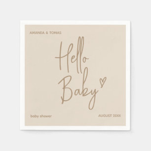 Hello Baby Minimalist Gender Neutral Baby Shower Napkin
