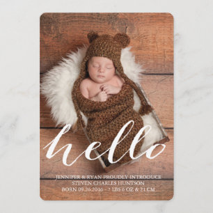 HELLO BABY MODERN BIRTH ANNOUNCEMENT PHOTOCARD