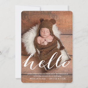 HELLO BABY MODERN BIRTH ANNOUNCEMENT PHOTOCARD