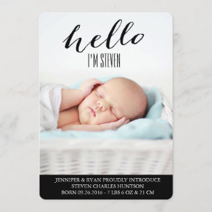 HELLO BABY MODERN BIRTH ANNOUNCEMENT PHOTOCARD
