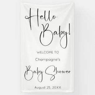 Hello Baby Modern Script Baby Shower Banner