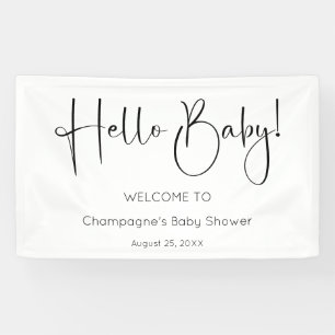 Hello Baby Modern Script Baby Shower Banner
